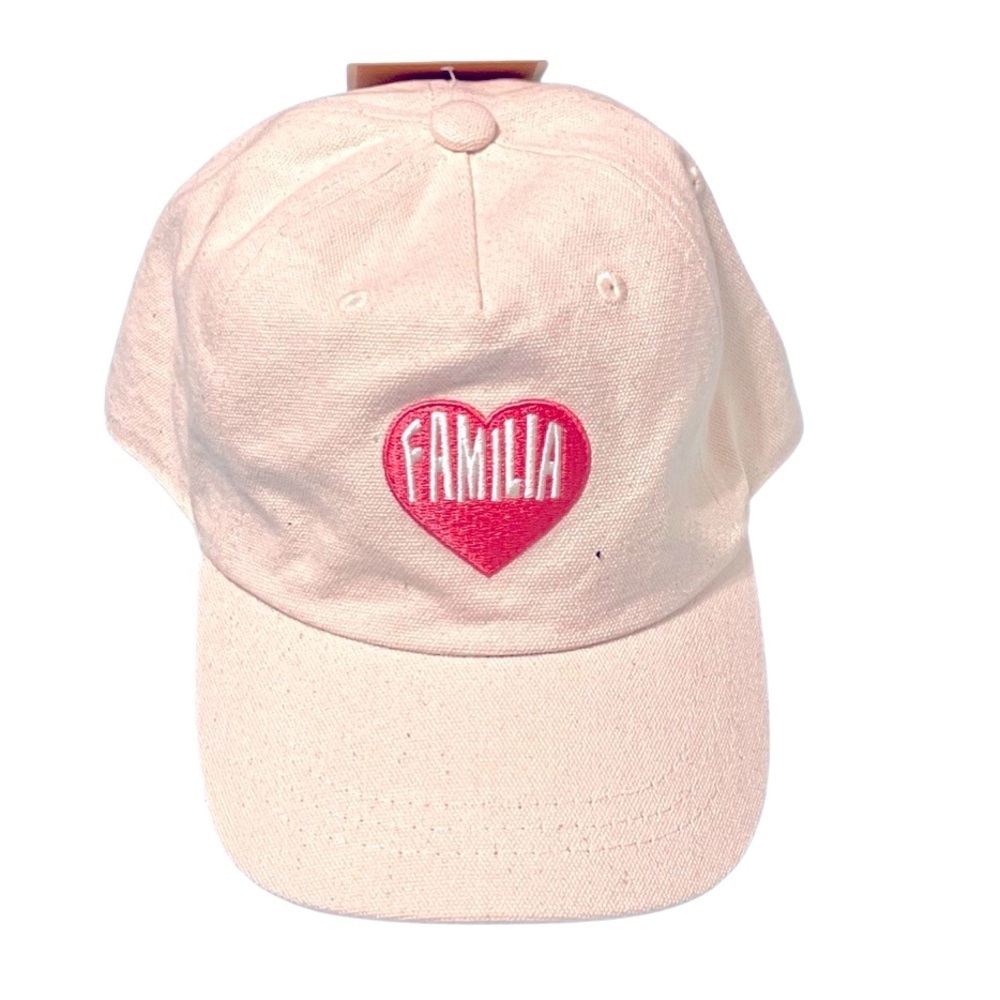 FAMILIA embroidered heart beige canvas cap NWT